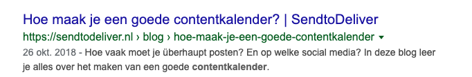 Voorbeeld meta-tekst contentkalender blog SendtoDeliver